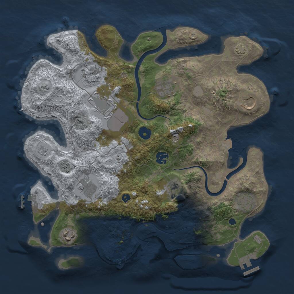 Rust Map: Procedural Map, Size: 3500, Seed: 350053186, 16 Monuments