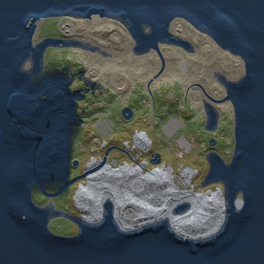 Rust Map: Procedural Map, Size: 3500, Seed: 470262269, 13 Monuments