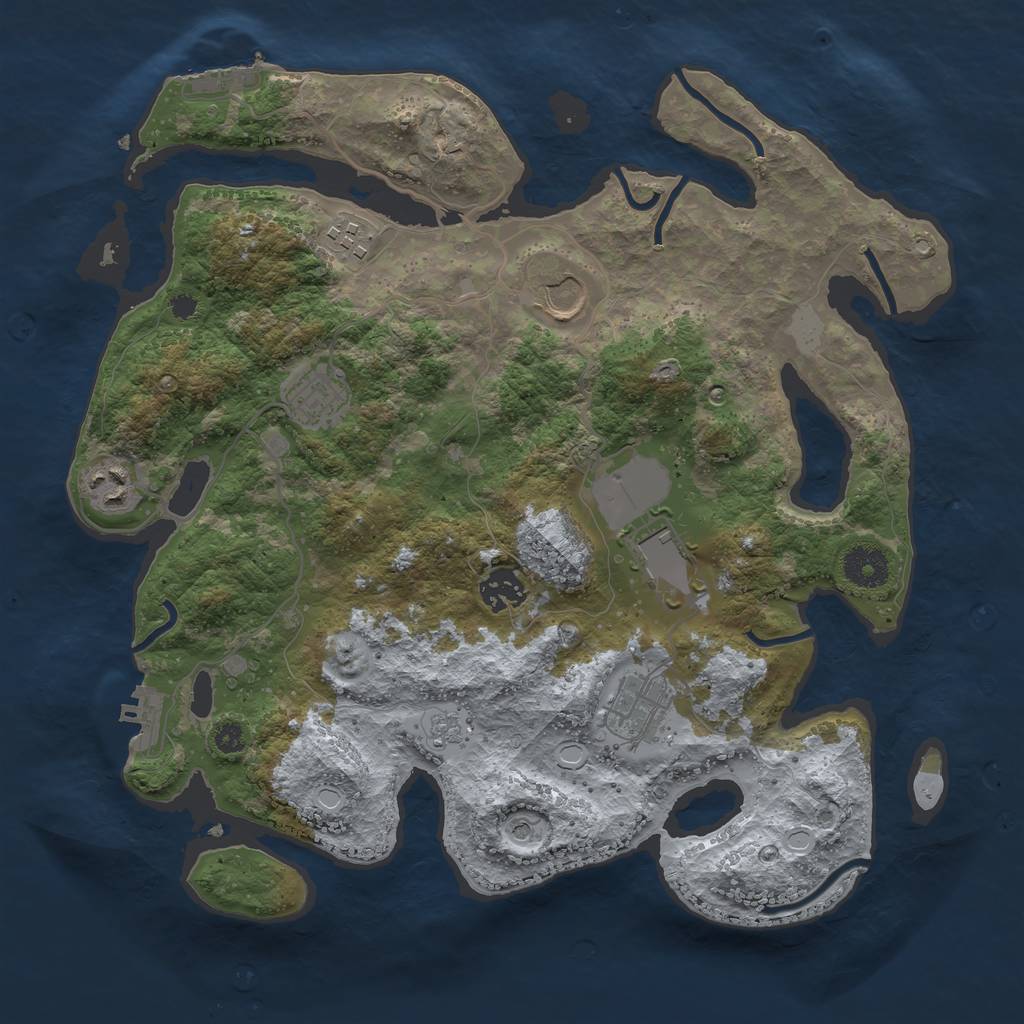 Rust Map: Procedural Map, Size: 3500, Seed: 470262269, 16 Monuments