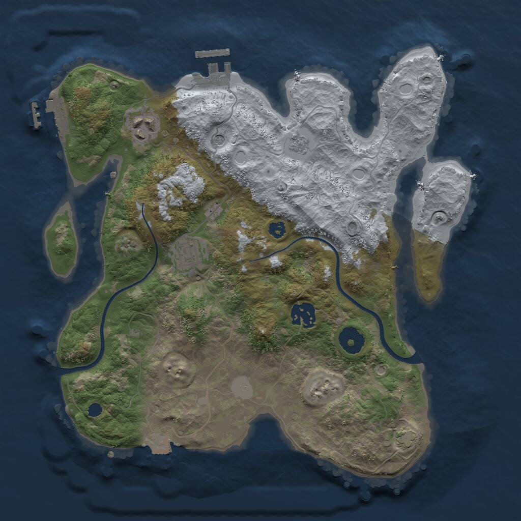 Rust Map: Procedural Map, Size: 3050, Seed: 421454, 9 Monuments