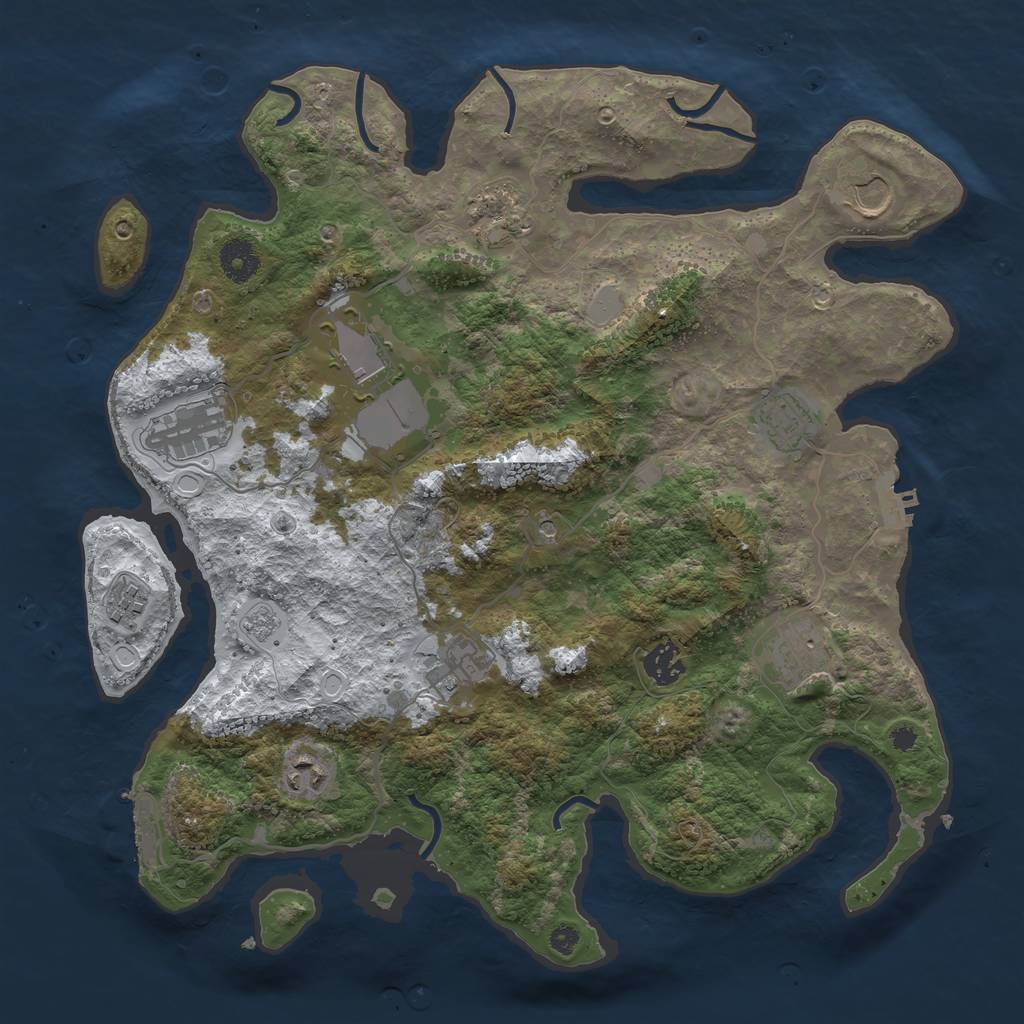 Rust Map: Procedural Map, Size: 3750, Seed: 1305609308, 19 Monuments
