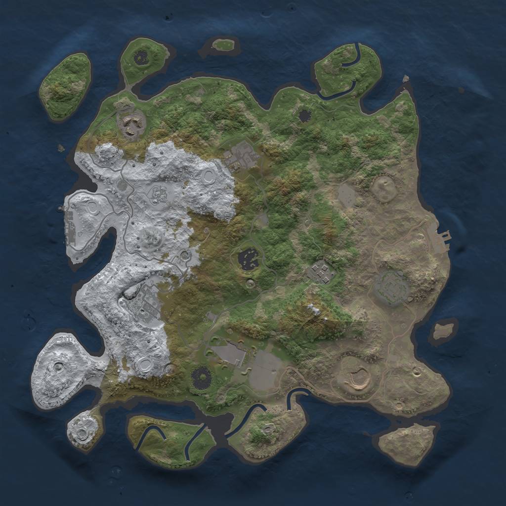 Rust Map: Procedural Map, Size: 3500, Seed: 8526, 17 Monuments