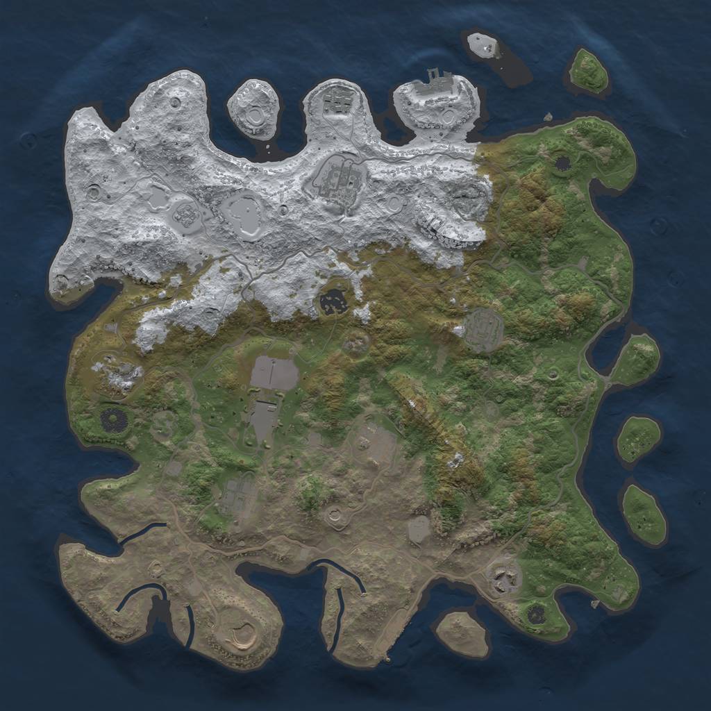 Rust Map: Procedural Map, Size: 4000, Seed: 925283455, 19 Monuments