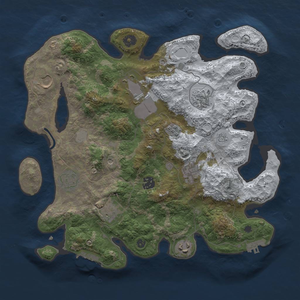 Rust Map: Procedural Map, Size: 3500, Seed: 1888259970, 18 Monuments