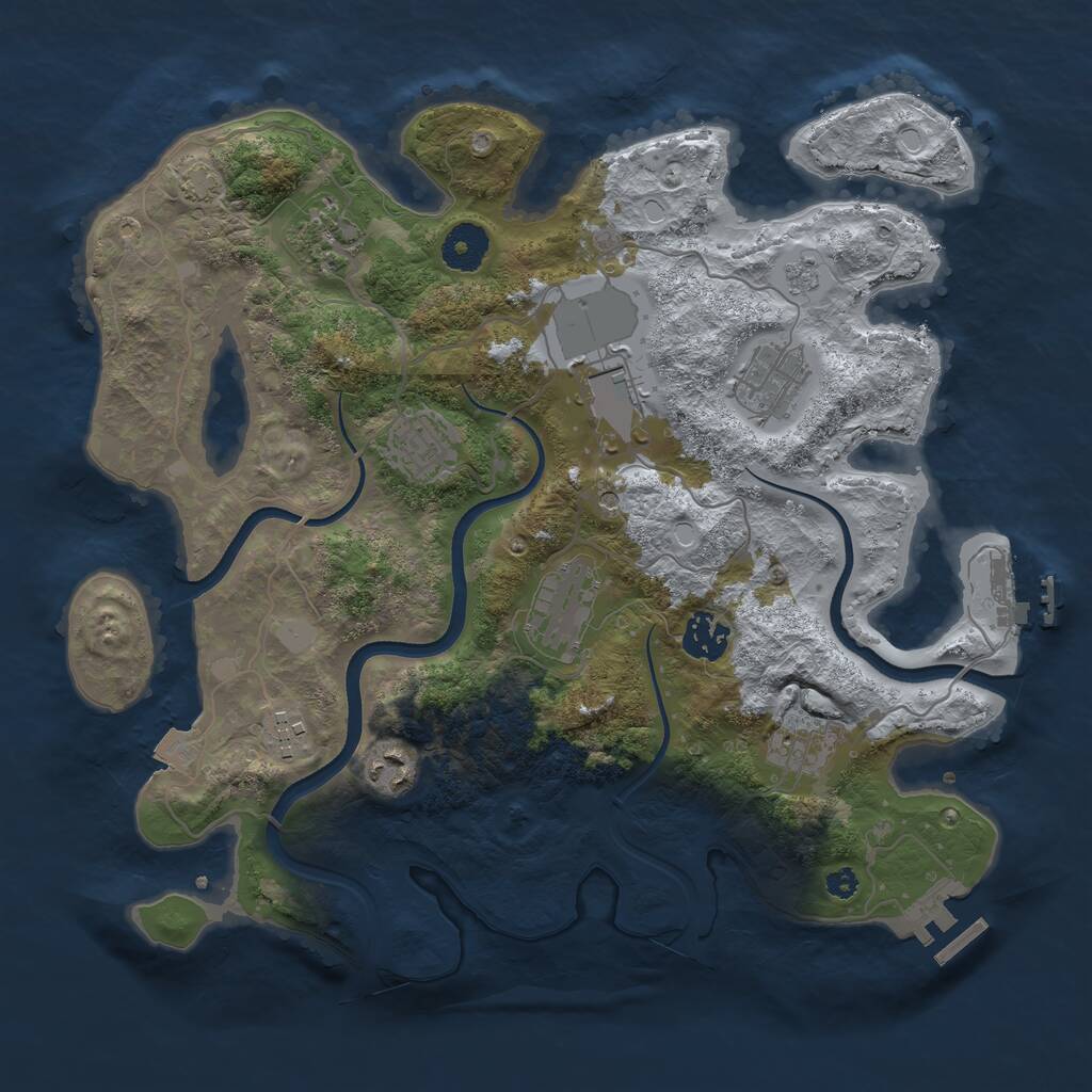 Rust Map: Procedural Map, Size: 3500, Seed: 1888259970, 15 Monuments