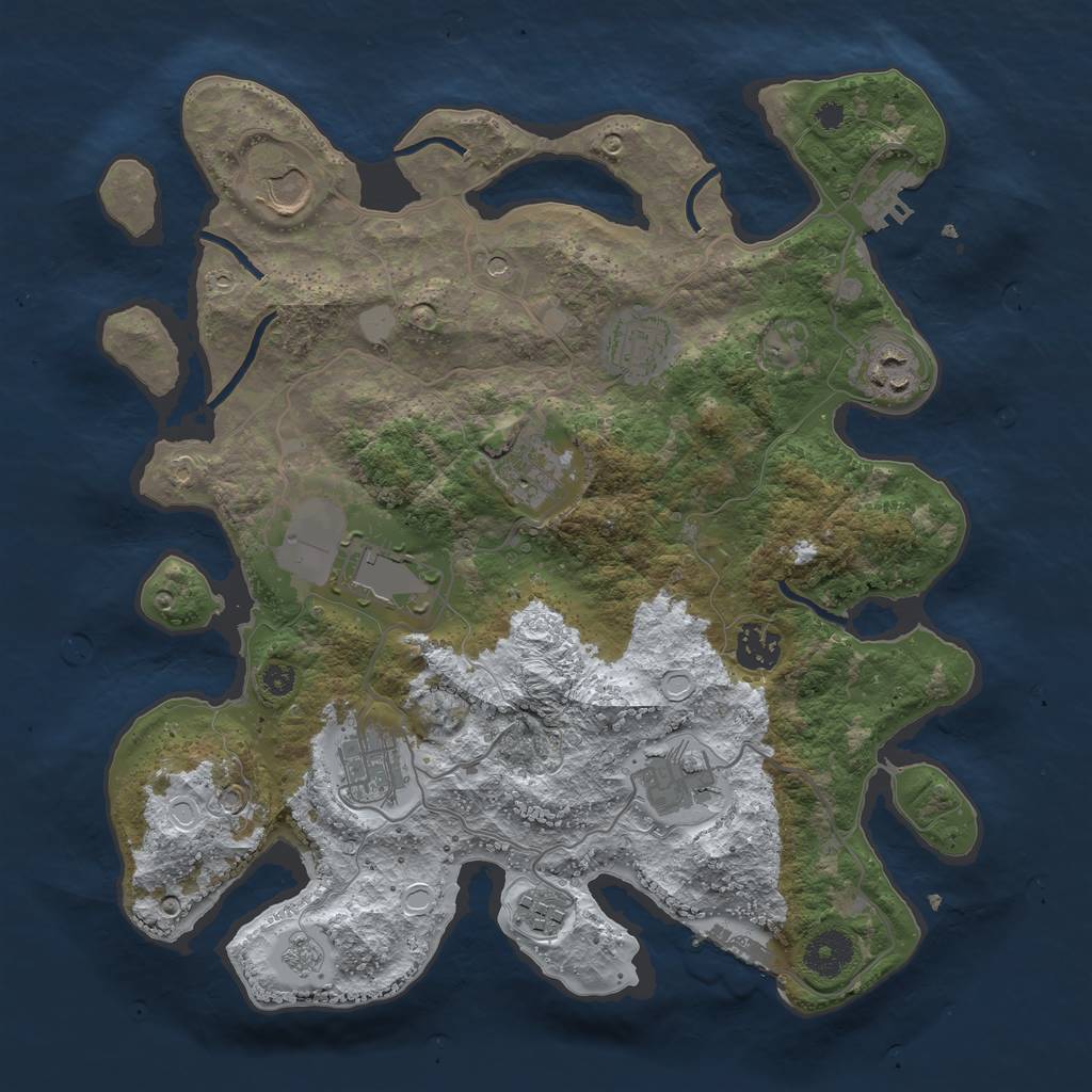 Rust Map: Procedural Map, Size: 3500, Seed: 797283047, 18 Monuments