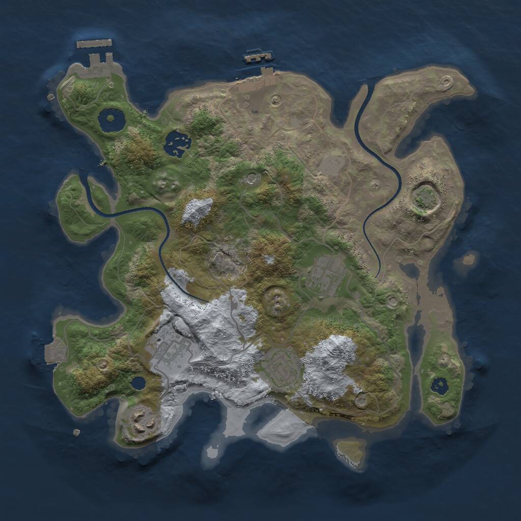 Rust Map: Procedural Map, Size: 3000, Seed: 76481, 10 Monuments