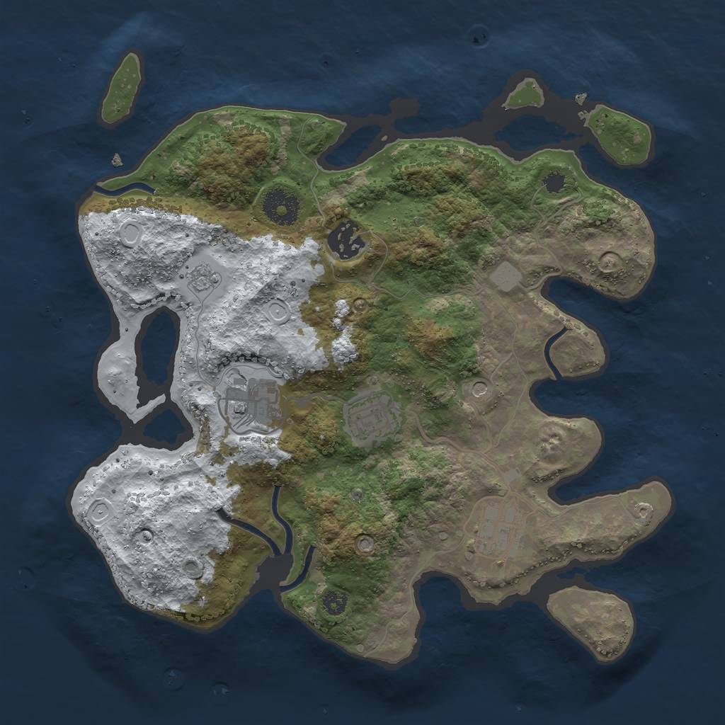 Rust Map: Procedural Map, Size: 3000, Seed: 1536871092, 11 Monuments