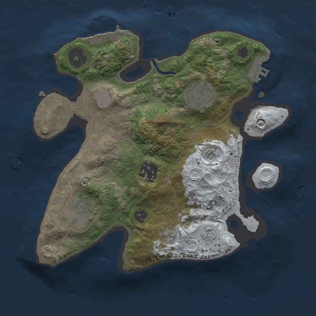 Rust Map: Procedural Map, Size: 2500, Seed: 12389282, 12 Monuments