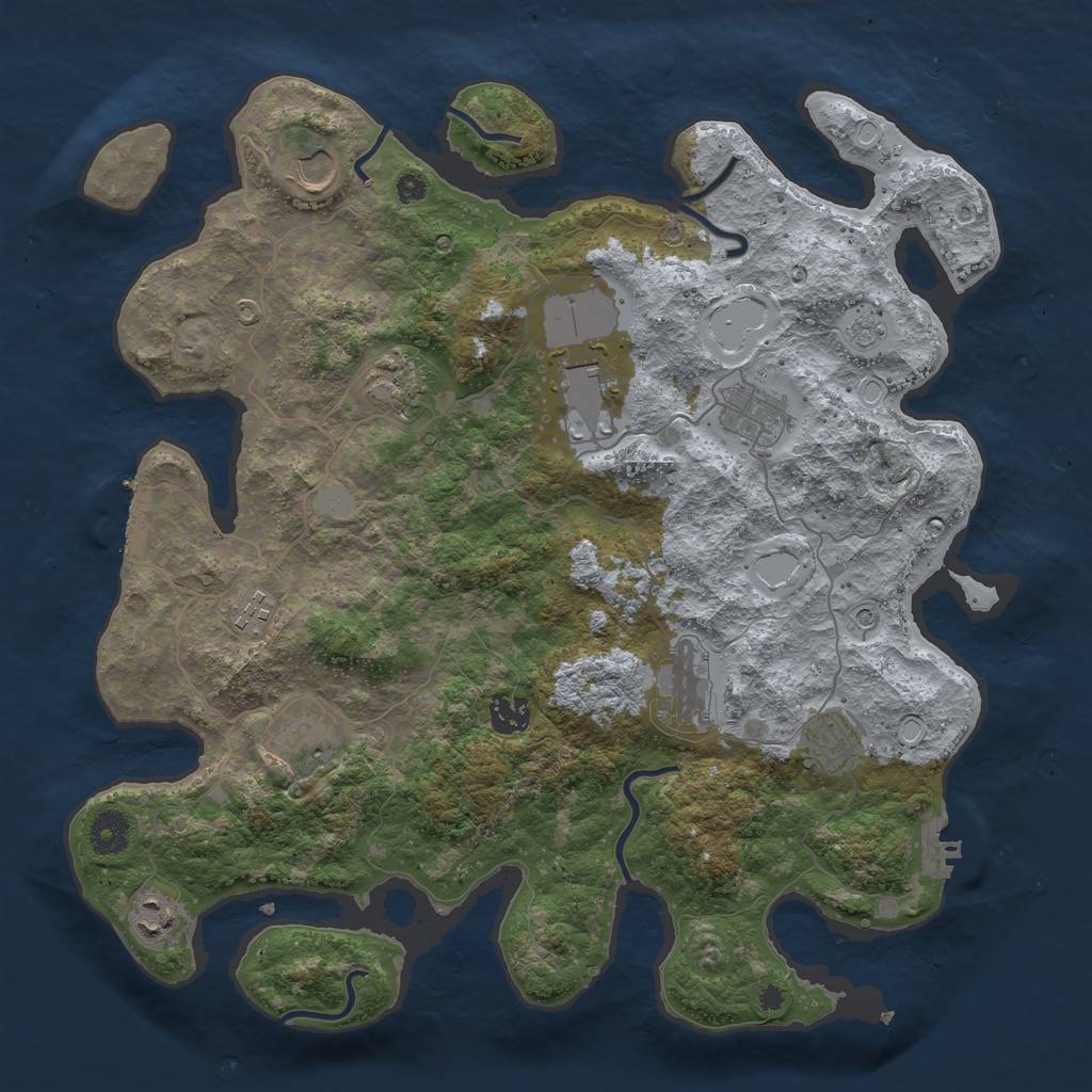 Rust Map: Procedural Map, Size: 3850, Seed: 294531553, 19 Monuments