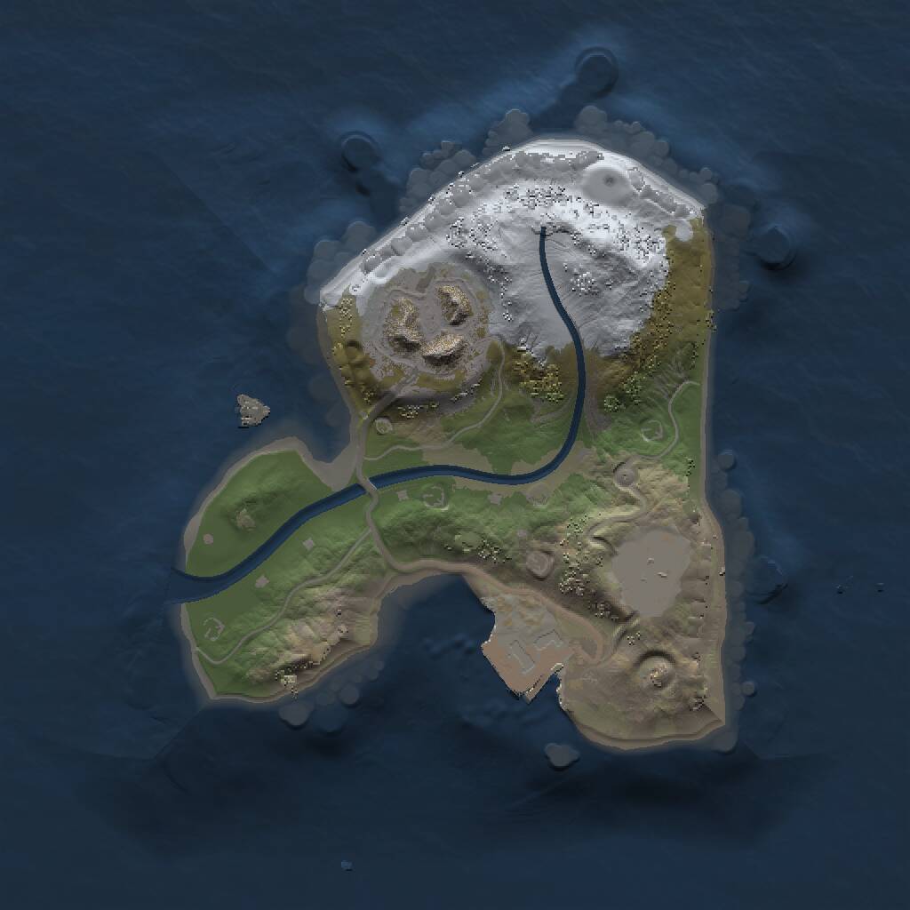 Rust Map: Procedural Map, Size: 1440, Seed: 1, 2 Monuments
