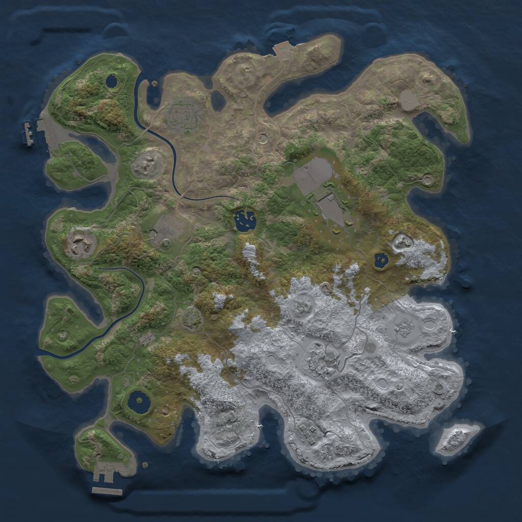 Rust Map: Procedural Map, Size: 3500, Seed: 393939, 13 Monuments