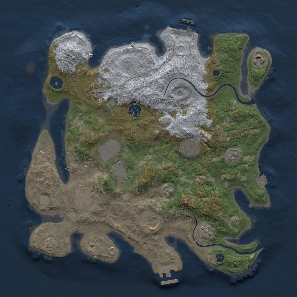Rust Map: Procedural Map, Size: 3500, Seed: 291310345, 14 Monuments