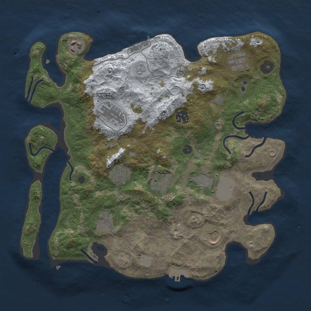 Rust Map: Procedural Map, Size: 3500, Seed: 798324, 18 Monuments