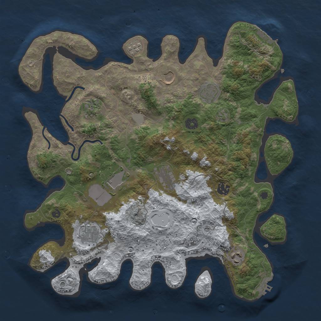 Rust Map: Procedural Map, Size: 3750, Seed: 288049585, 18 Monuments