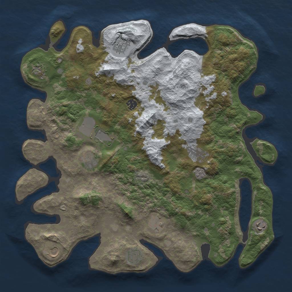 Rust Map: Barren, Size: 4250, Seed: 1168412978, 14 Monuments