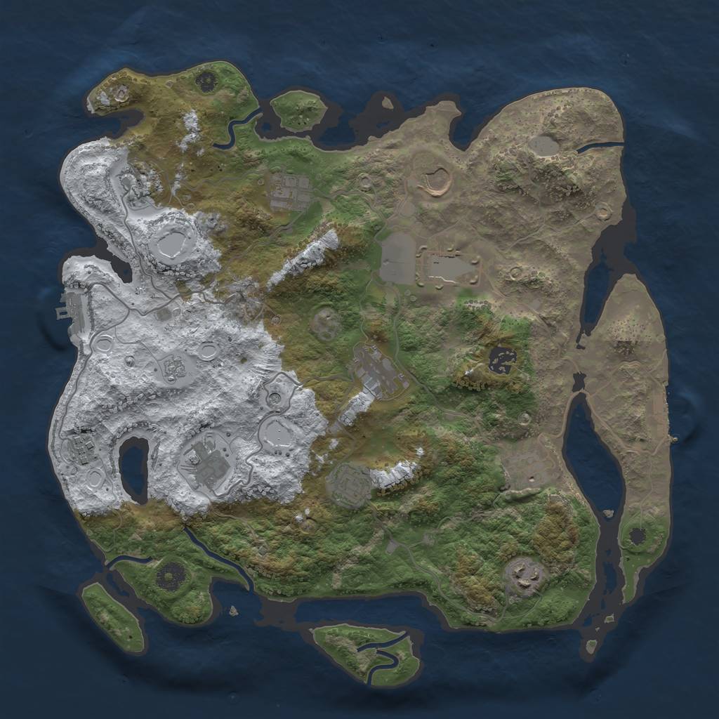 Rust Map: Procedural Map, Size: 3750, Seed: 848547698, 20 Monuments