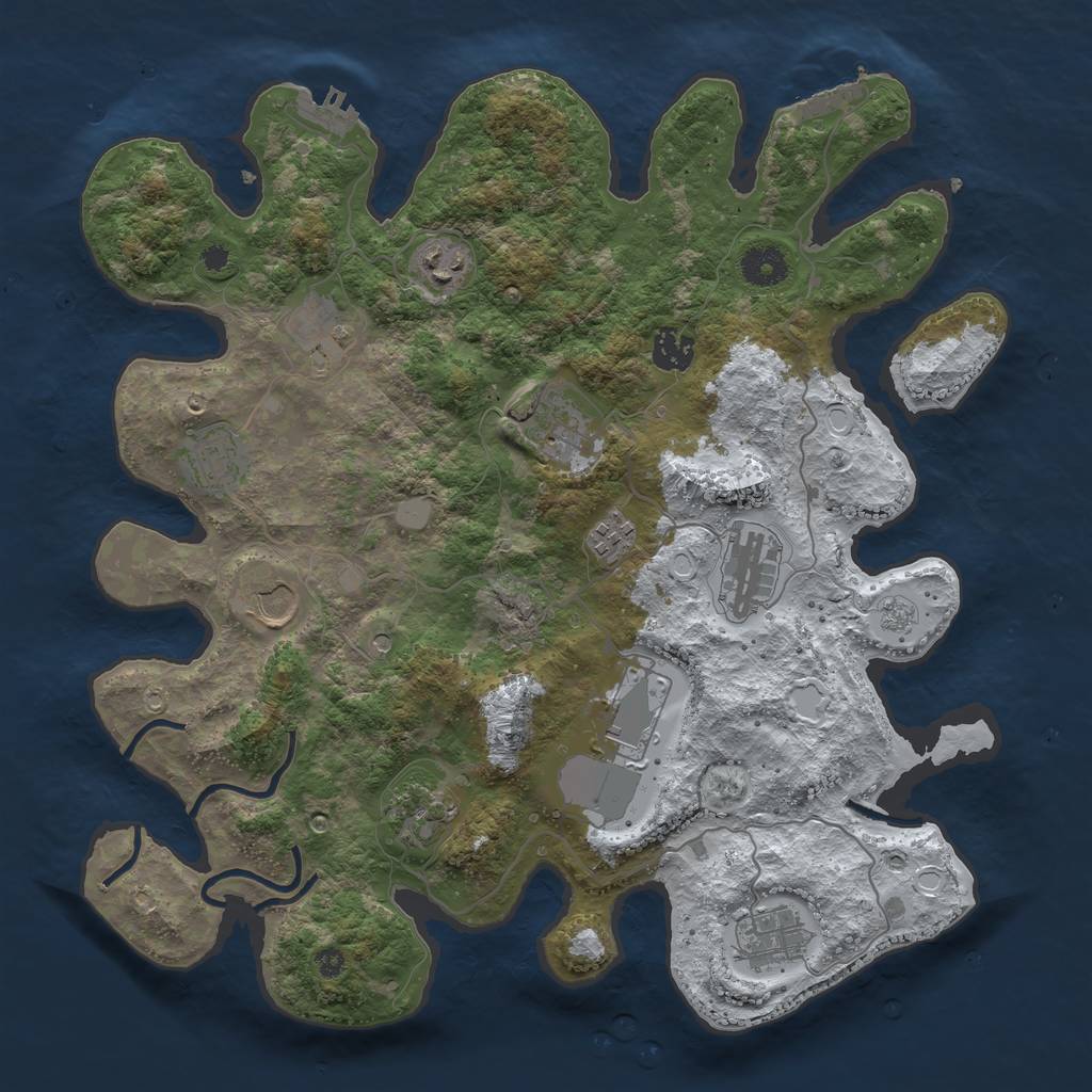 Rust Map: Procedural Map, Size: 3750, Seed: 464971009, 20 Monuments