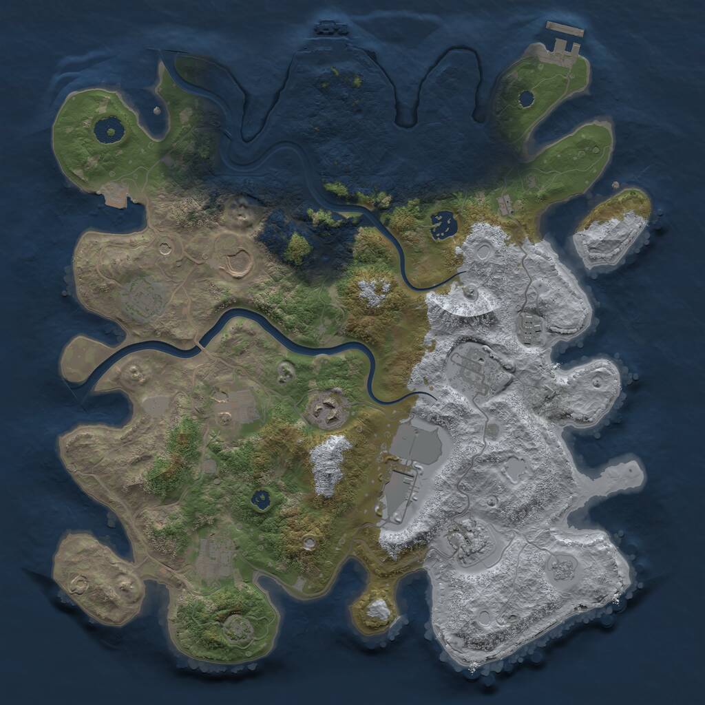 Rust Map: Procedural Map, Size: 3750, Seed: 464971009, 16 Monuments