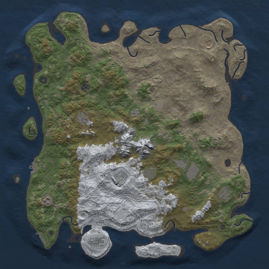 Rust Map: Procedural Map, Size: 5000, Seed: 429813, 20 Monuments