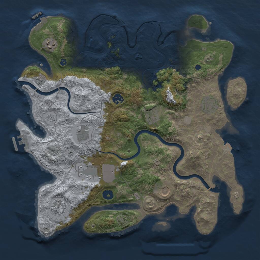 Rust Map: Procedural Map, Size: 3750, Seed: 1688743814, 15 Monuments