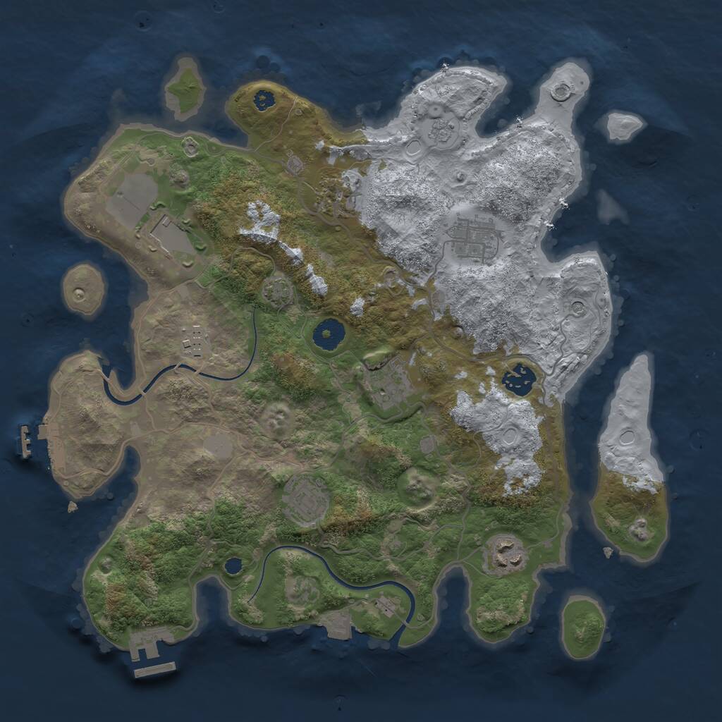 Rust Map: Procedural Map, Size: 3500, Seed: 383822263, 14 Monuments