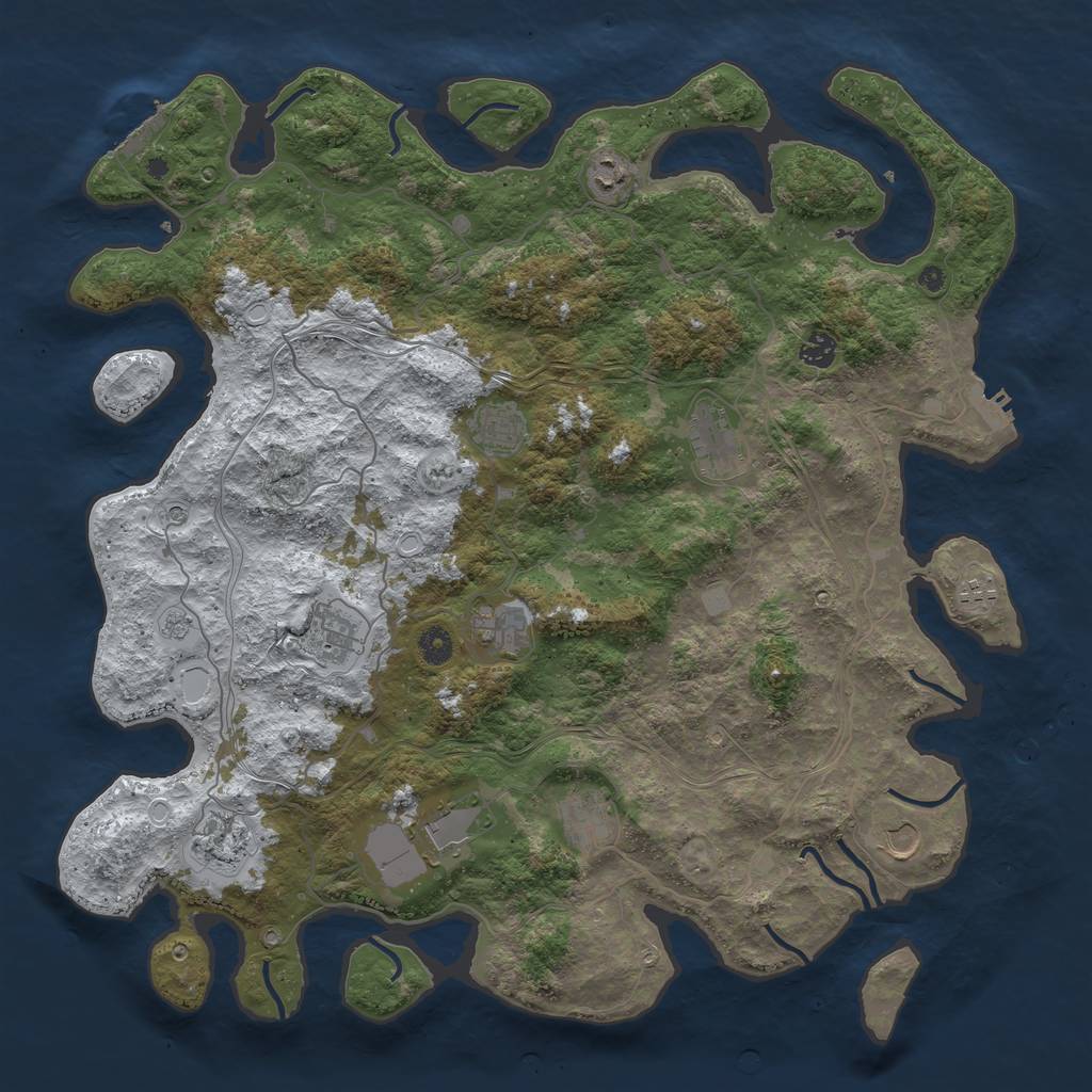 Rust Map: Procedural Map, Size: 4500, Seed: 913162747, 20 Monuments