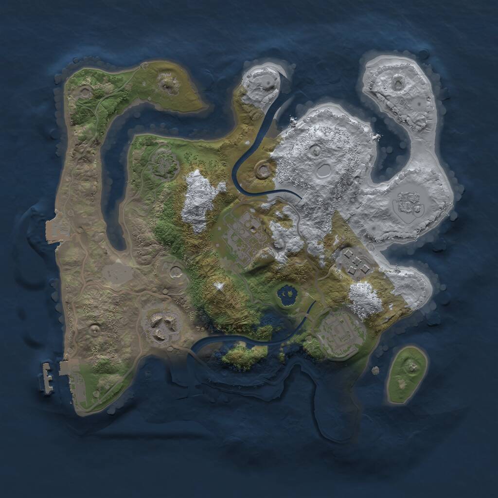 Rust Map: Procedural Map, Size: 2500, Seed: 987498498, 9 Monuments