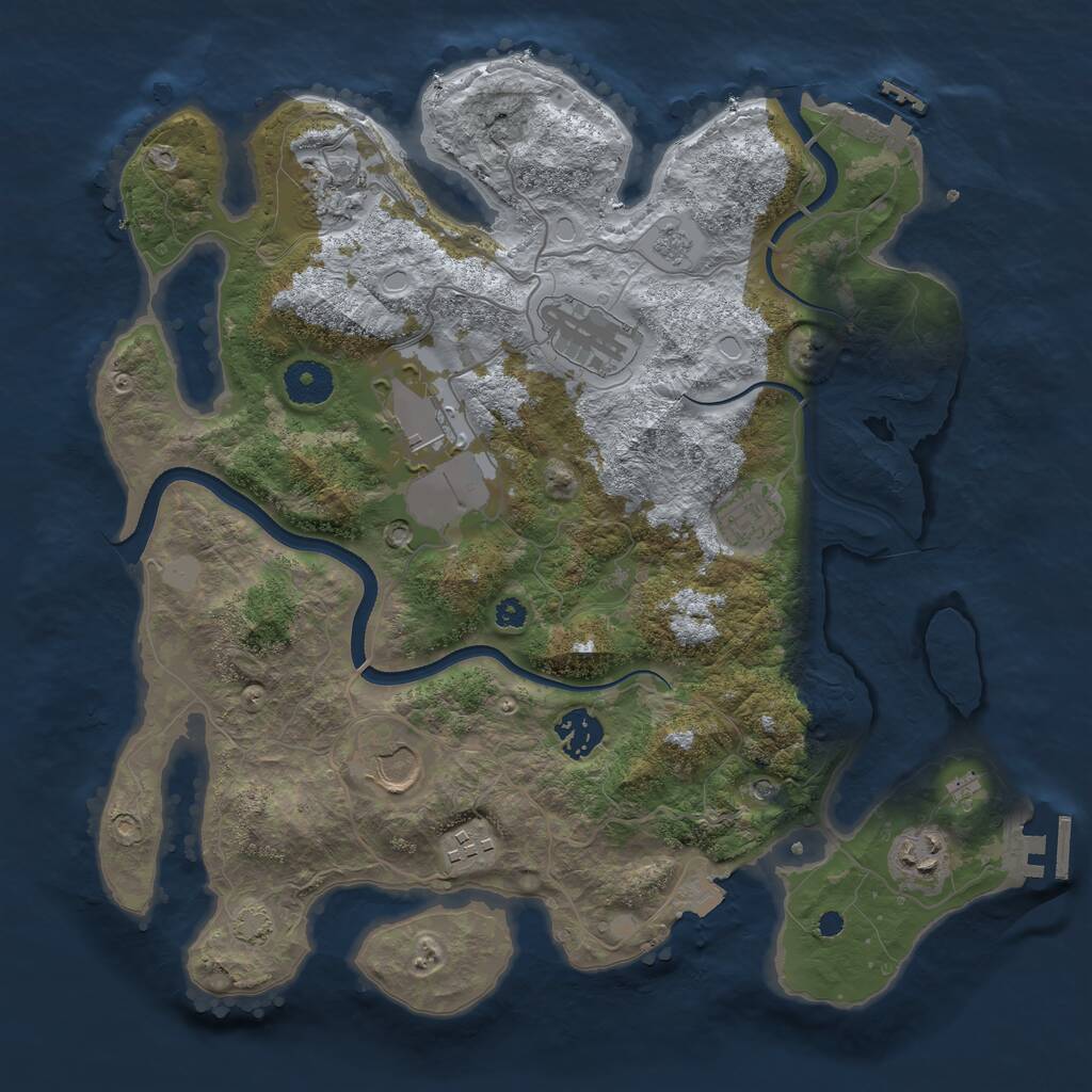 Rust Map: Procedural Map, Size: 3500, Seed: 1155446809, 14 Monuments