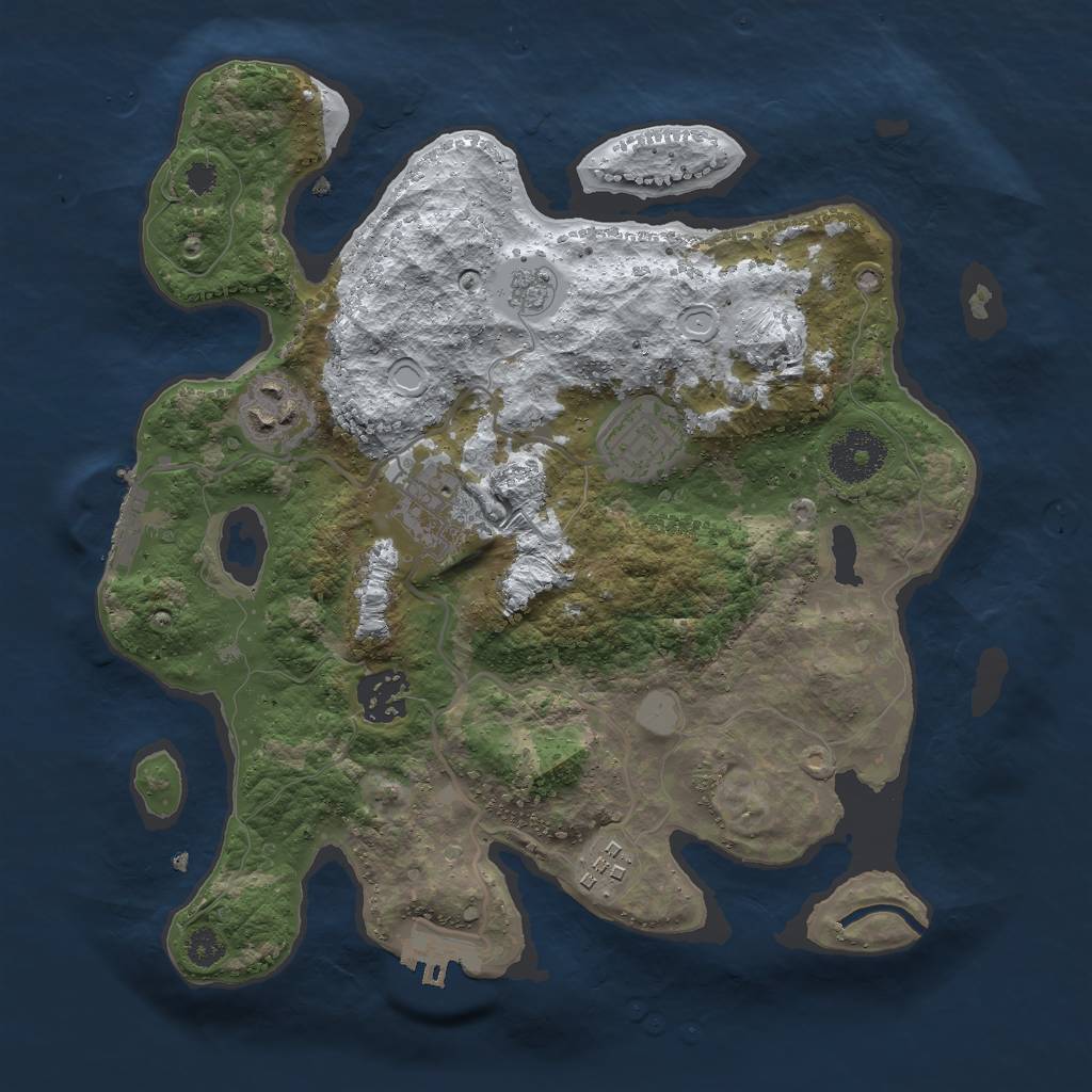Rust Map: Procedural Map, Size: 3000, Seed: 1876412448, 13 Monuments