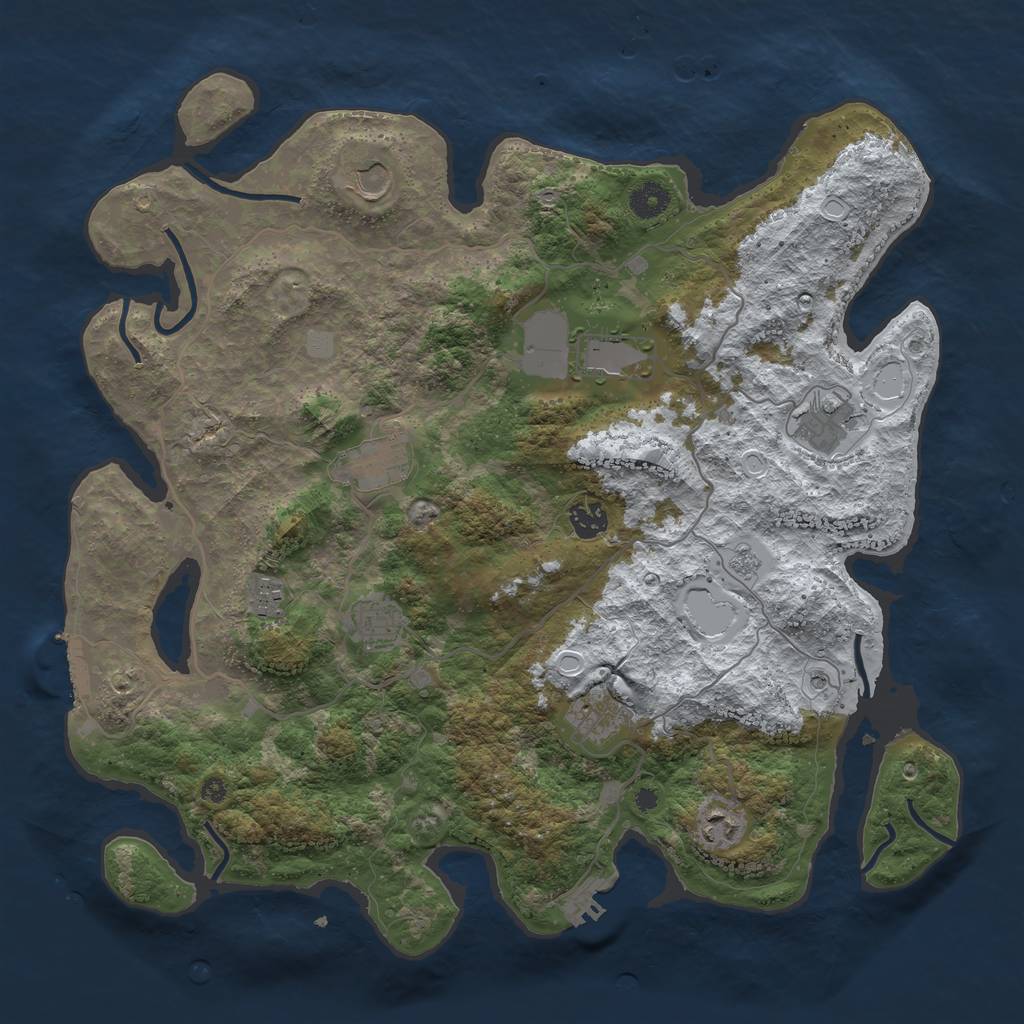 Rust Map: Procedural Map, Size: 4050, Seed: 1117, 18 Monuments