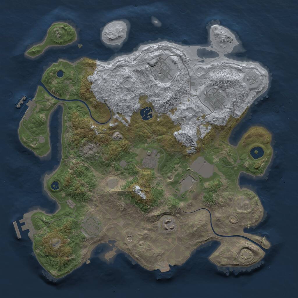 Rust Map: Procedural Map, Size: 3500, Seed: 30360, 13 Monuments