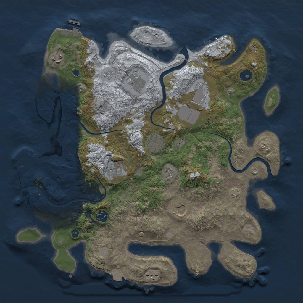 Rust Map: Procedural Map, Size: 3800, Seed: 1709741336, 14 Monuments
