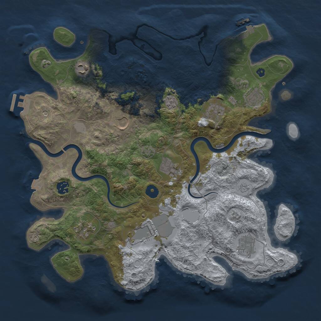 Rust Map: Procedural Map, Size: 3750, Seed: 884718125, 16 Monuments