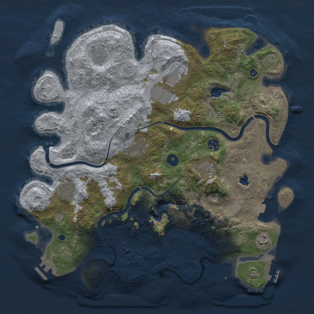 Rust Map: Procedural Map, Size: 4000, Seed: 703112622, 14 Monuments