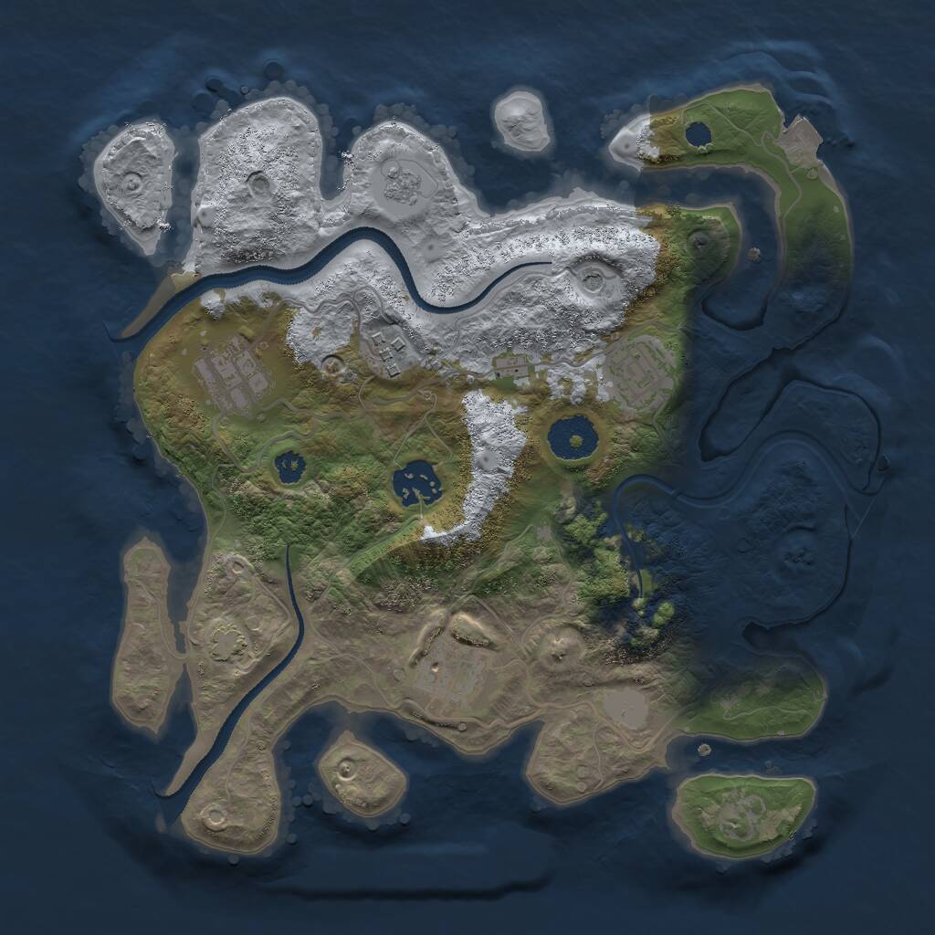 Rust Map: Procedural Map, Size: 3000, Seed: 1104548616, 9 Monuments