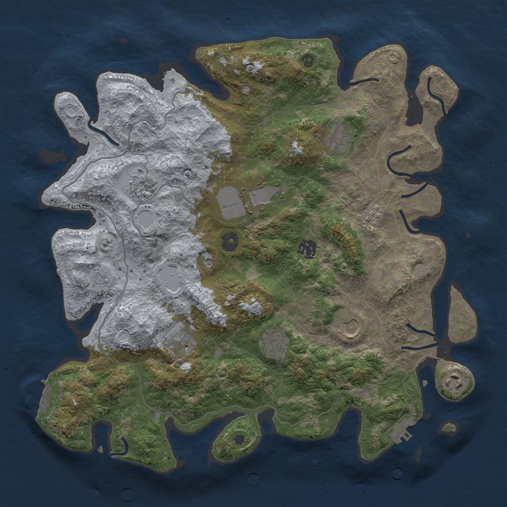 Rust Map: Procedural Map, Size: 4000, Seed: 245328056, 18 Monuments