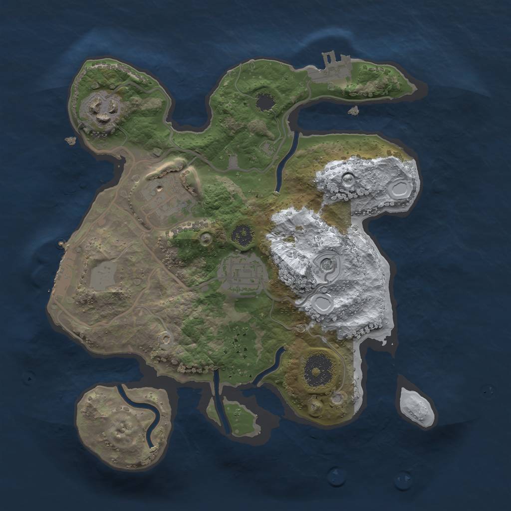 Rust Map: Procedural Map, Size: 2500, Seed: 1821187174, 11 Monuments