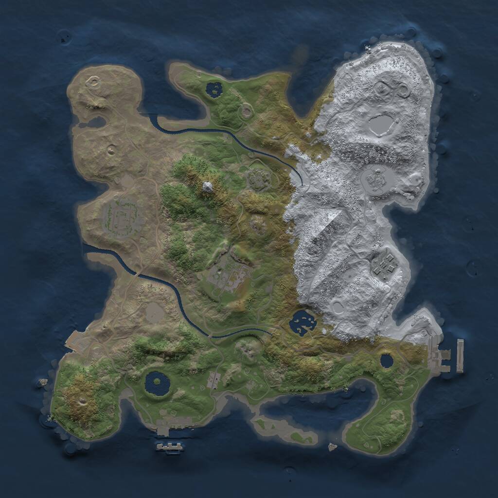 Rust Map: Procedural Map, Size: 3000, Seed: 69235, 9 Monuments