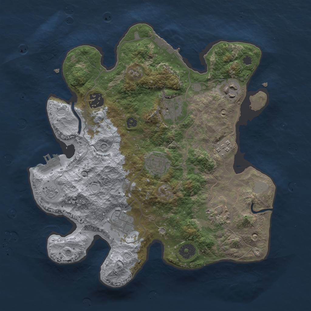 Rust Map: Procedural Map, Size: 3000, Seed: 166223, 14 Monuments