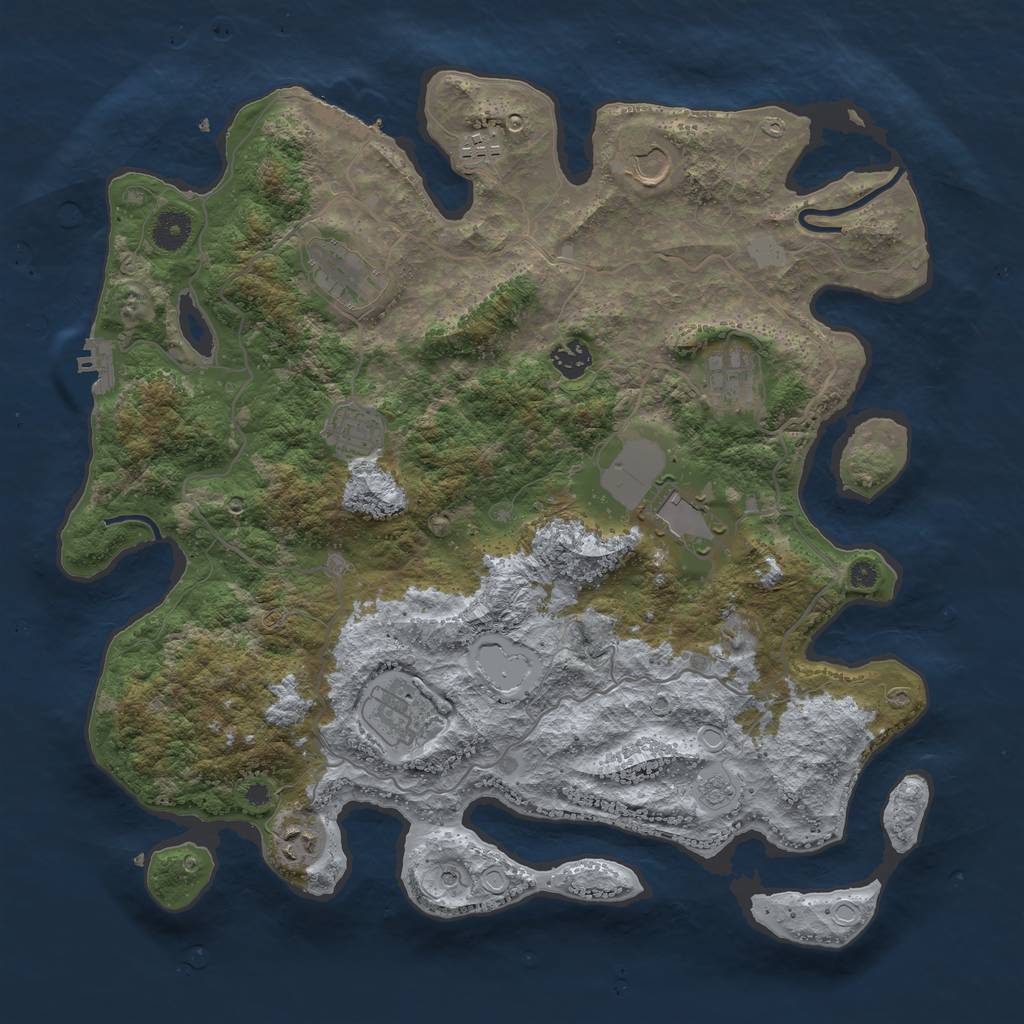 Rust Map: Procedural Map, Size: 4000, Seed: 5987, 16 Monuments