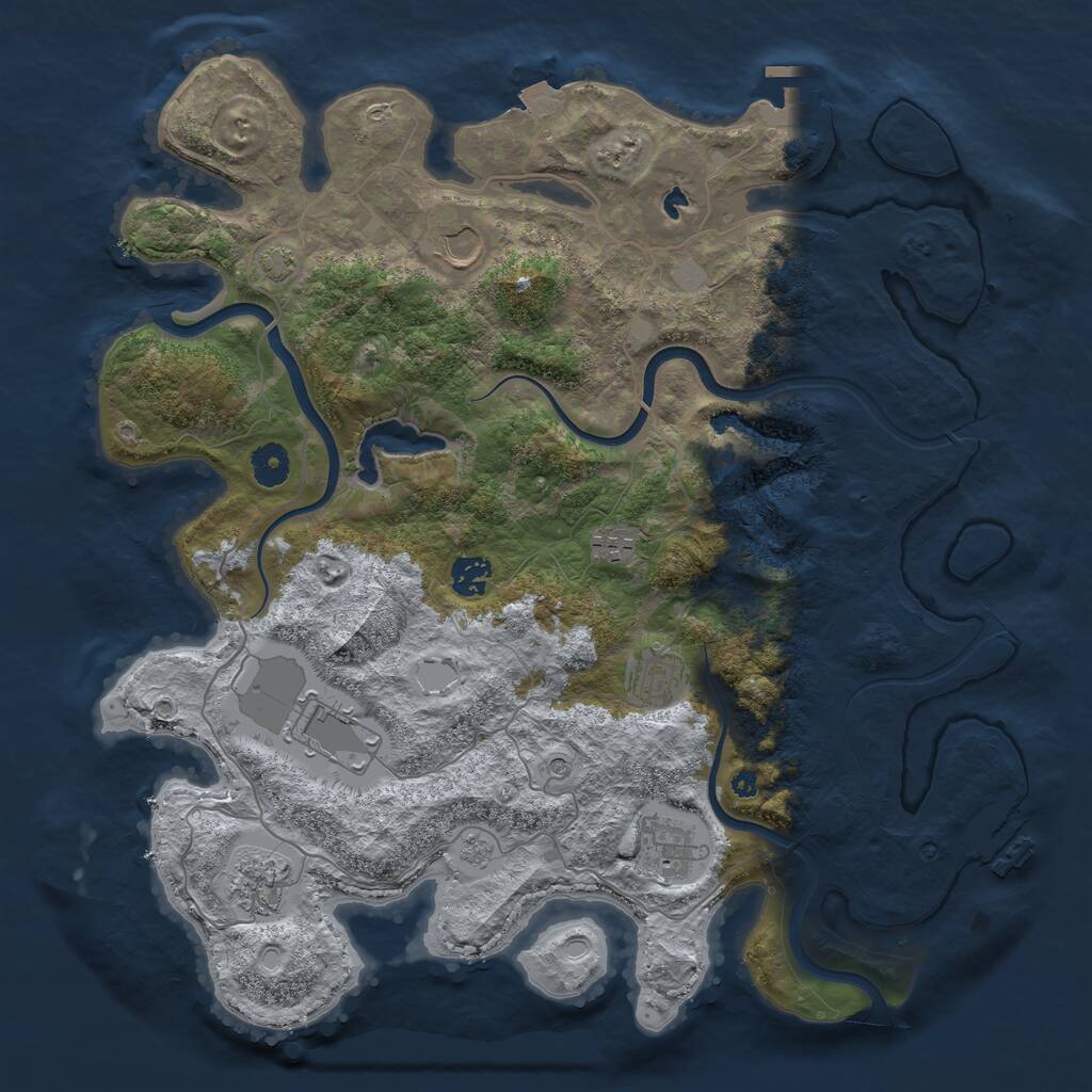 Rust Map: Procedural Map, Size: 4000, Seed: 924435004, 13 Monuments