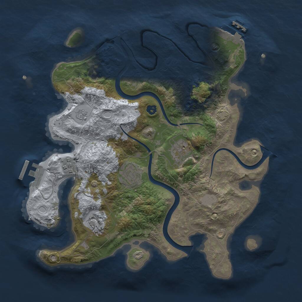 Rust Map: Procedural Map, Size: 3000, Seed: 350869, 9 Monuments