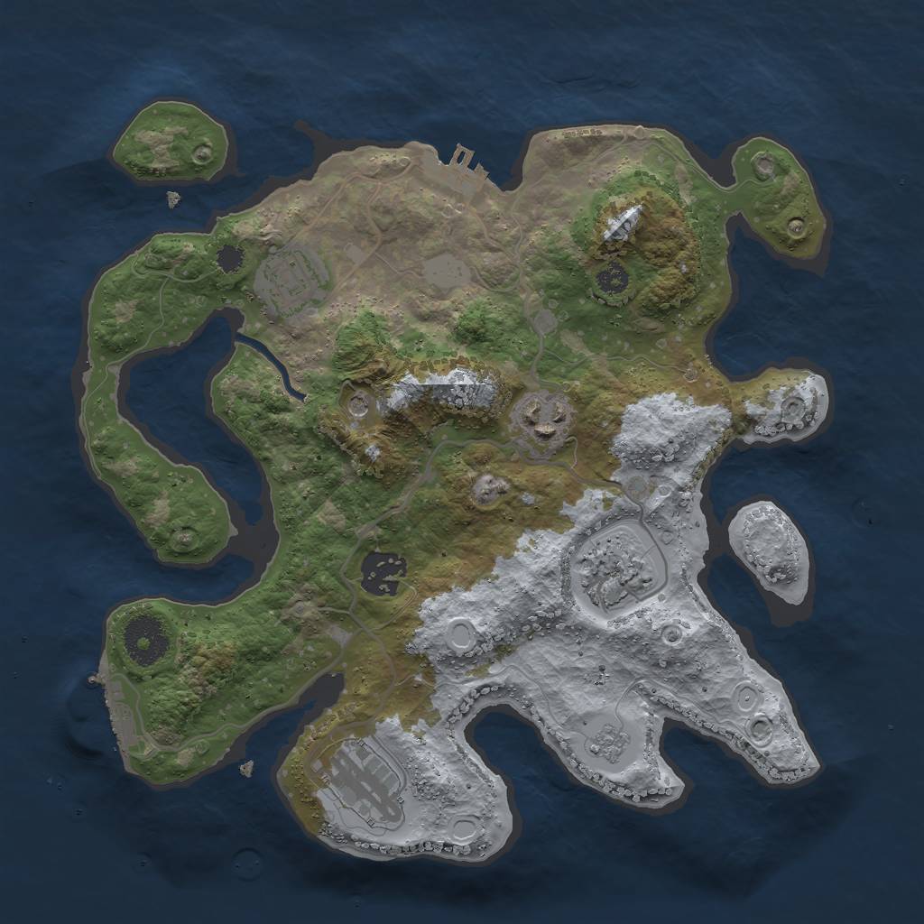 Rust Map: Procedural Map, Size: 3000, Seed: 1930439038, 12 Monuments