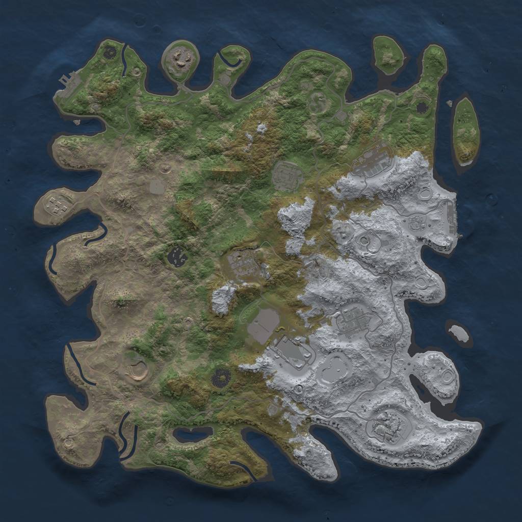 Rust Map: Procedural Map, Size: 4000, Seed: 2397947, 19 Monuments