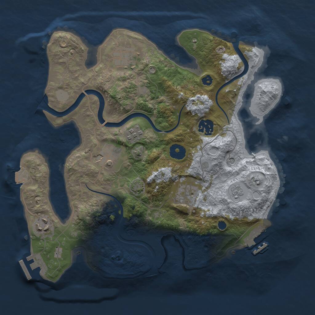 Rust Map: Procedural Map, Size: 3000, Seed: 841299, 12 Monuments