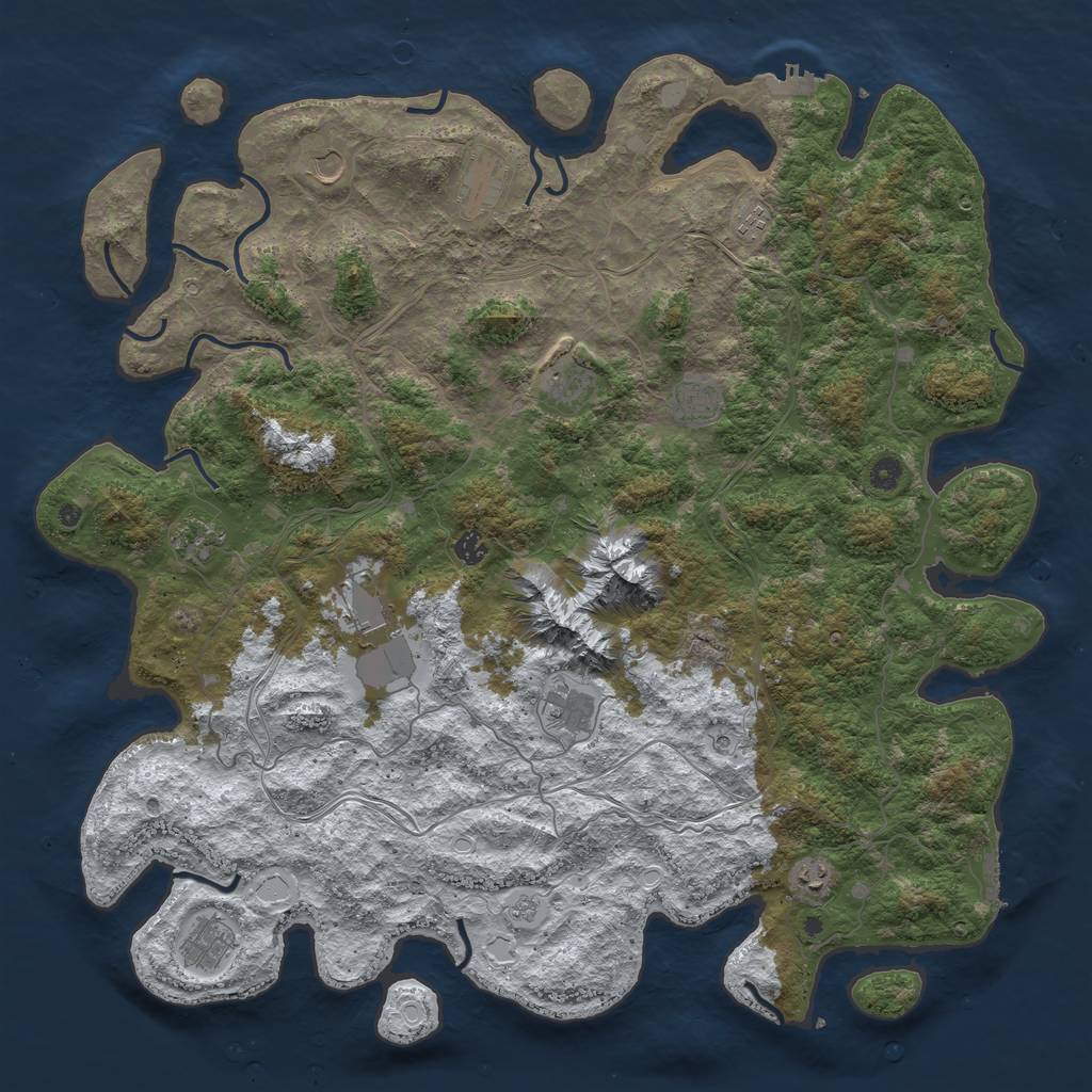 Rust Map: Procedural Map, Size: 5000, Seed: 132453456, 20 Monuments