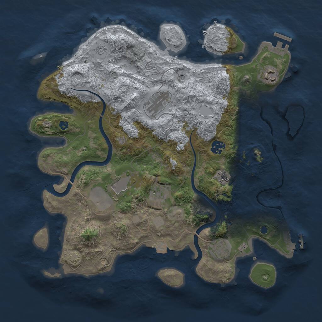 Rust Map: Procedural Map, Size: 3500, Seed: 499210198, 13 Monuments