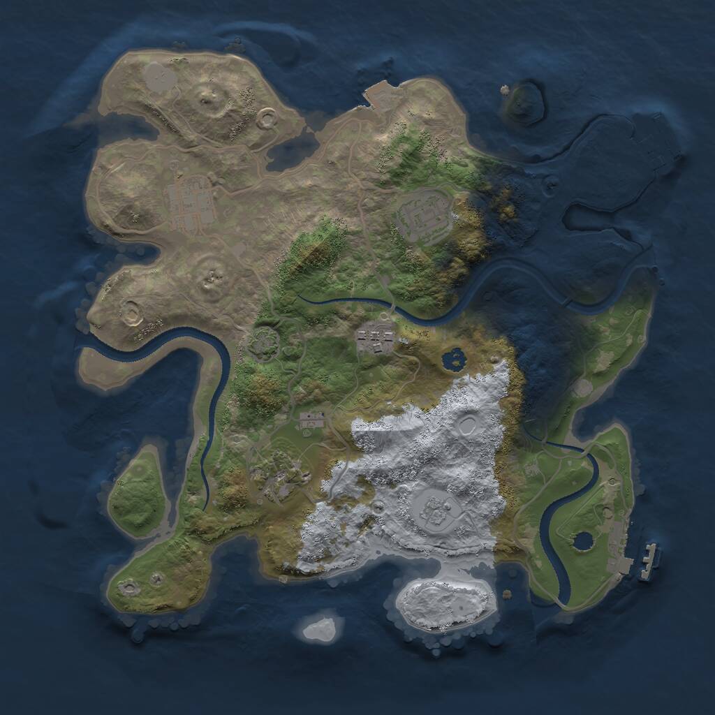 Rust Map: Procedural Map, Size: 3000, Seed: 136421767, 9 Monuments