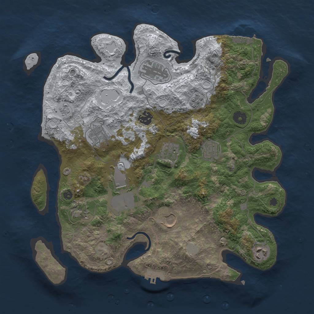 Rust Map: Procedural Map, Size: 3500, Seed: 93555112, 18 Monuments